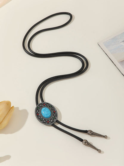 100cm Bolo Tie Necklace Leather Cord Shirt Collar Lanyard Western Tie