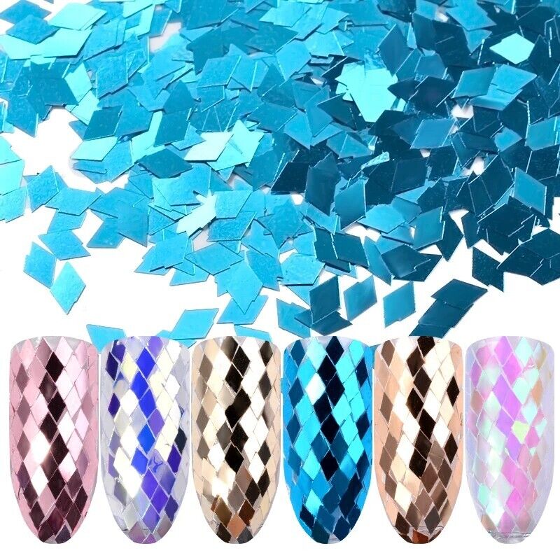 Nail Art Glitter Sequins 6Pcs Laser Sparkling Diamond Ultra-Thin Rhombus Sticker