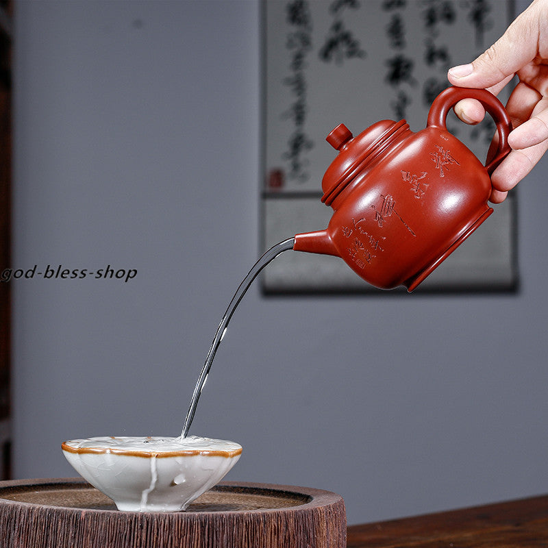 Full Handmade Tea Pot Marked Chinese Original Ore Yixing Zisha Dahongpao Clay