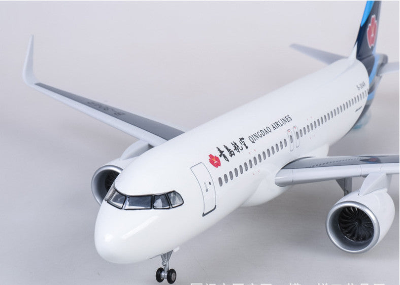 47CM 1:80 QIANGDAO AIRLINES AIRBUS A320neo Airplane Landing Gear Resin Model