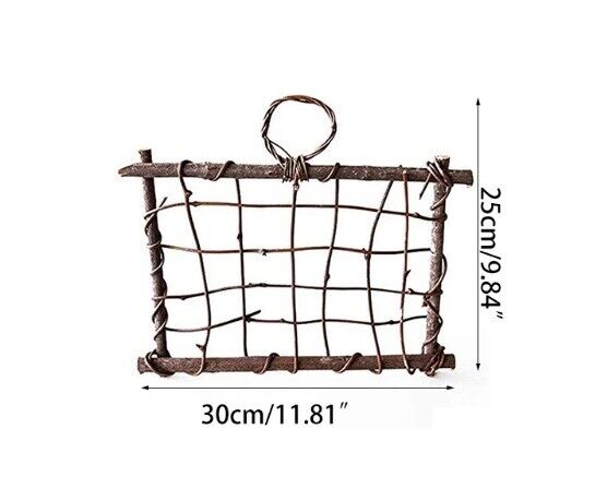 Air Plant Frame Rustic Rattan Holder Wall Hanging Planter For Home Decor 30x25cm