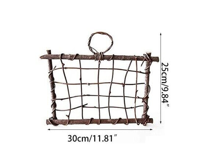 Air Plant Frame Rustic Rattan Holder Wall Hanging Planter For Home Decor 30x25cm
