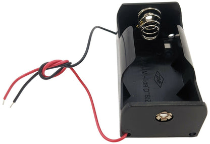Single 'D' Cell Battery Holder with Wire Leads, Plastic Case (2.71"×1.45"×1.22")