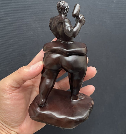 Ebony Wood Self Carving Sculpture Self Made Body Building Fitness Figure Statue
