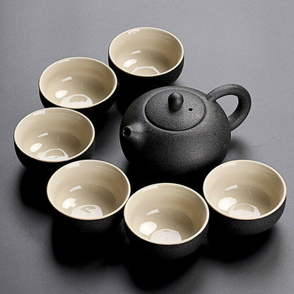 Solid Drinkware Ceramic Teapots Traditional Japanese Style Black Crockery Teacup
