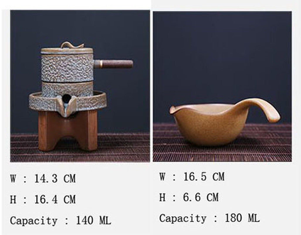Pottery Automatic Lazy Stone Grinding Tea Set Rotating Teapot Kung Fu Tea Set