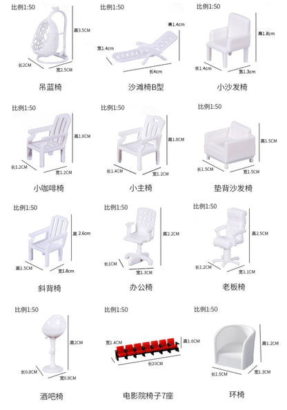 1/50 Cinema Chairs Model Mini Furniture Scene Props Model Accessories