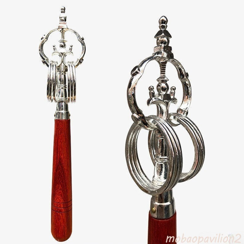 10in 26cm New Copper Khakkhara Xizhang Monk Staff Buddhist Monk's Walking Stick