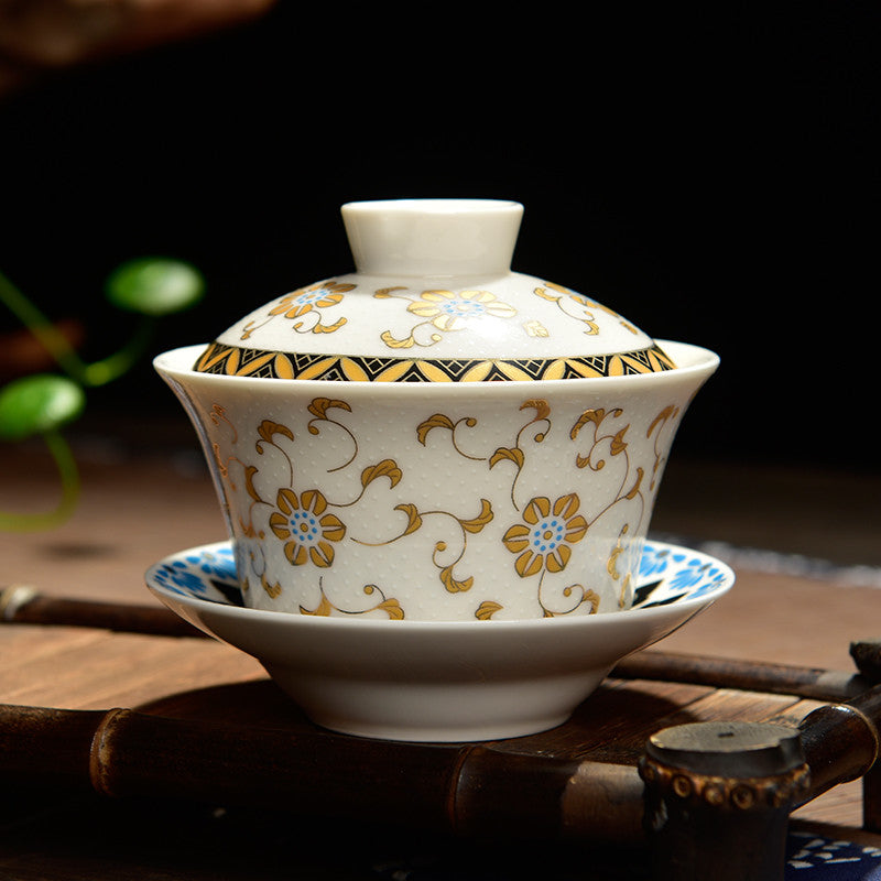 200ml Porcelain Gaiwan Brew Tureen Tea Bowl Kung Fu Tea Set Tea Ceremony Decor