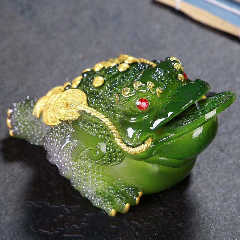 1pc Retro Golden Toad Statue Resin Color Changing Tea Pet Tea Figurine Ornament