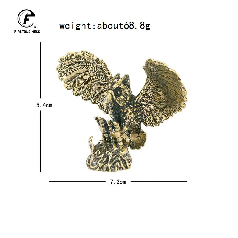 Solid Brass Owl Figurine Miniature Tea Pet Arts Crafts Desktop Small Decoration