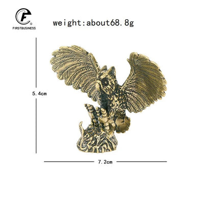 Solid Brass Owl Figurine Miniature Tea Pet Arts Crafts Desktop Small Decoration