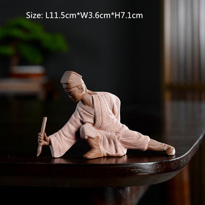 4pcs Yixing Zisha Purple Clay Pottery Handmade Tea Pet Posture On Tea Table Set