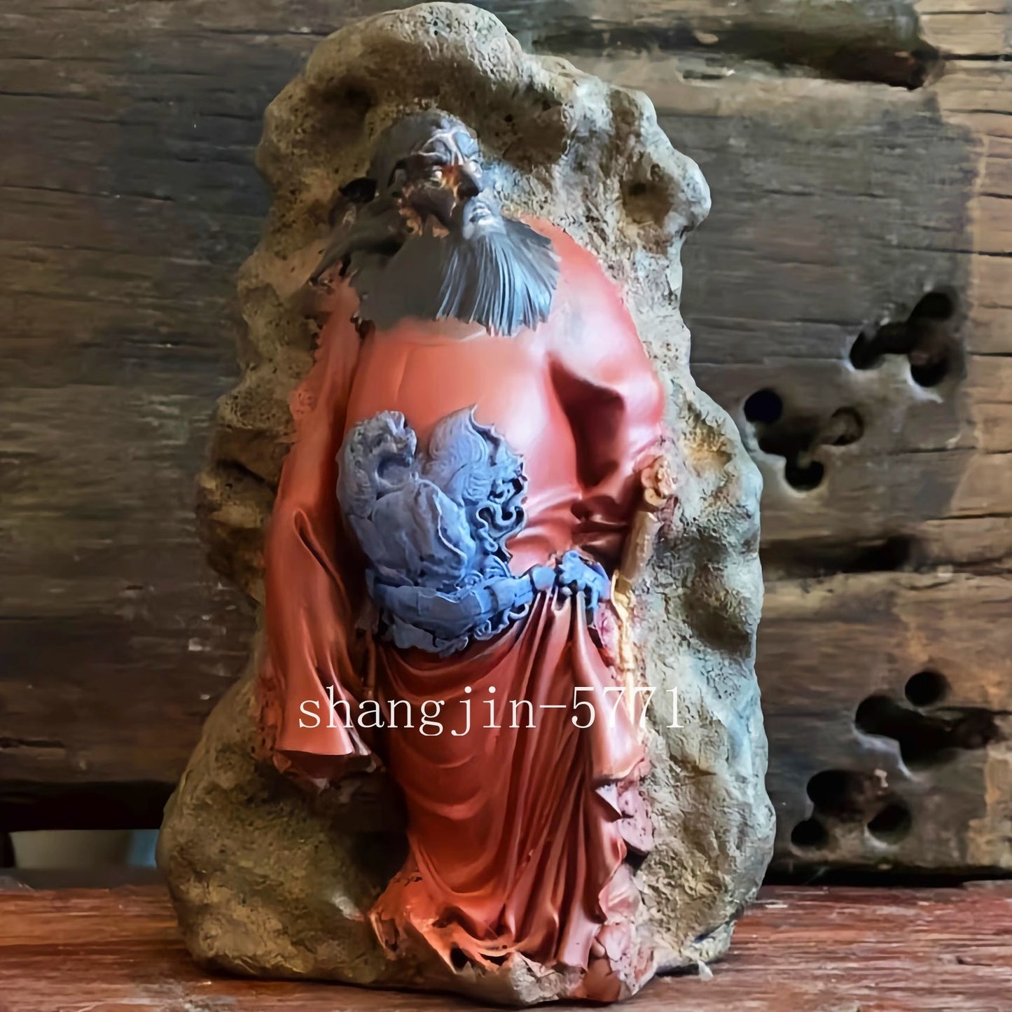 8.3" Color Stone Zhong Kui Statue Figurine Ghost Devil Demon Catcher Killer Deco
