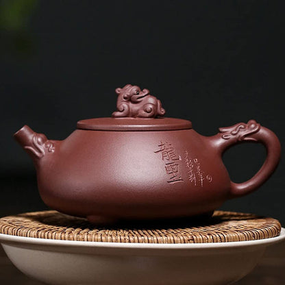 250ml Purple Clay Teapot Yixing Handmade Kettle Kung Fu Tea Decor