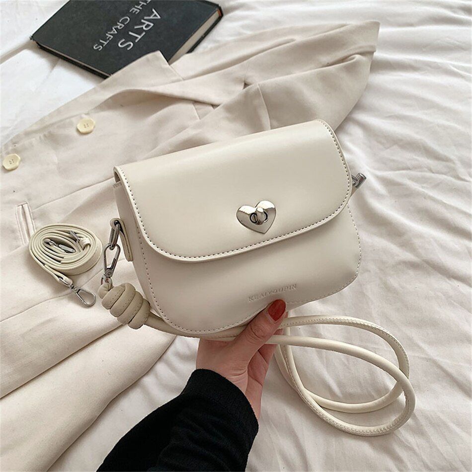Fashion Heart-shaped Lock Women Small Side Shoulder Bag Crossbody Purse Handbags