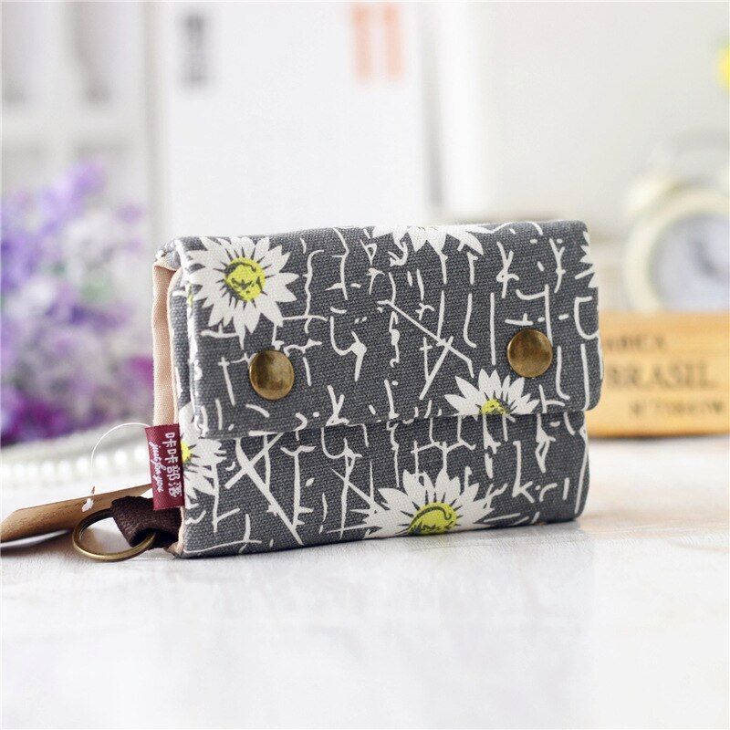 Handmade 3 Fold Fabric Wallet Short Zipper Purses Multi-function Bag Card Holder