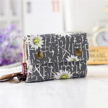Handmade 3 Fold Fabric Wallet Short Zipper Purses Multi-function Bag Card Holder