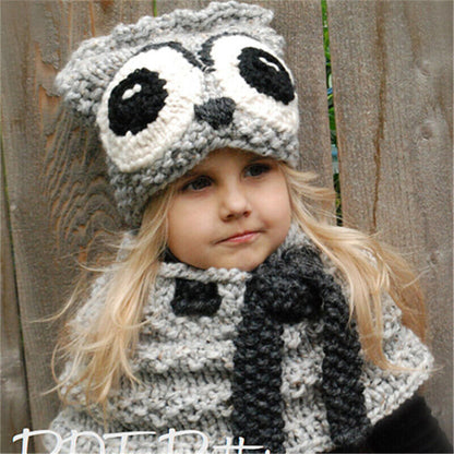 Cute Animals Style Girls Hats Scarf Set Winter Kids Knitting Hat Neckerchief