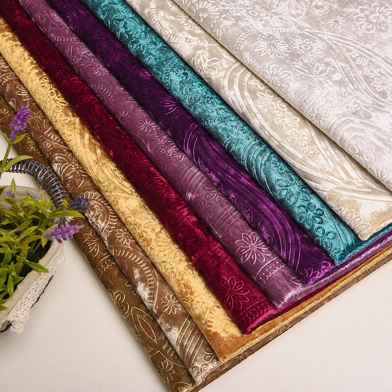 Embossing Floral Fabric Velvet Cloth Vintage for Sofa Cushions Cover Tablecloth