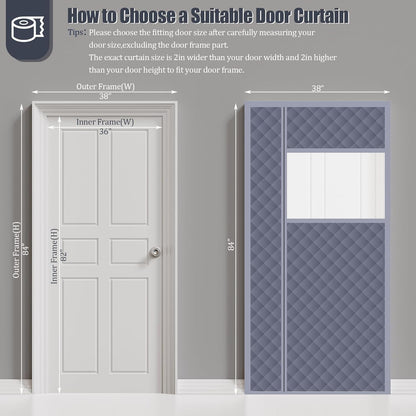 Magnetic Thermal Insulated Door Curtain, Thermal Door Cover for Winter,Magnetic