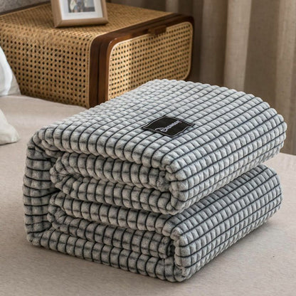Blankets Plaid Beds Coral Fleece Gray Color Single/Queen/King Flannel Bedspreads