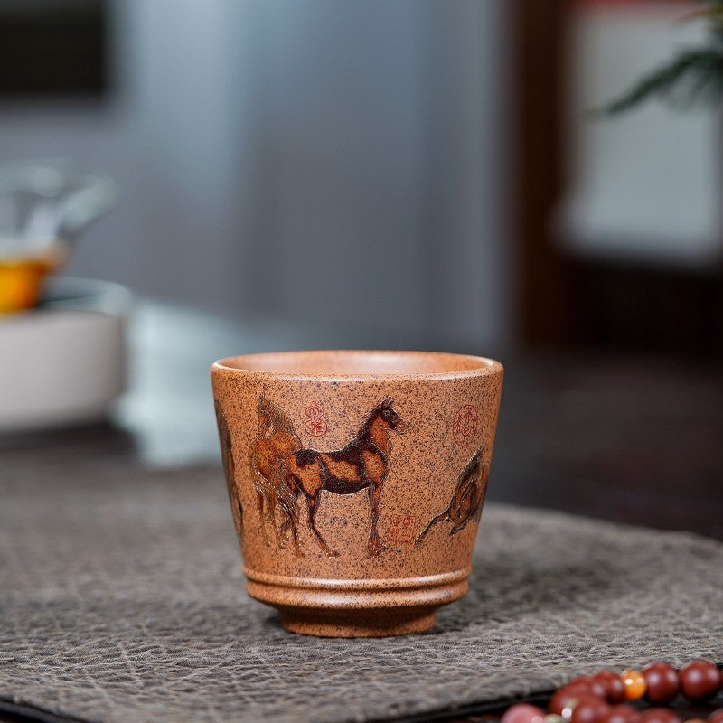 Handmade Tea Cup Chinese Real Yixing Zisha Master Cup 170ml Horse Pattern Mug