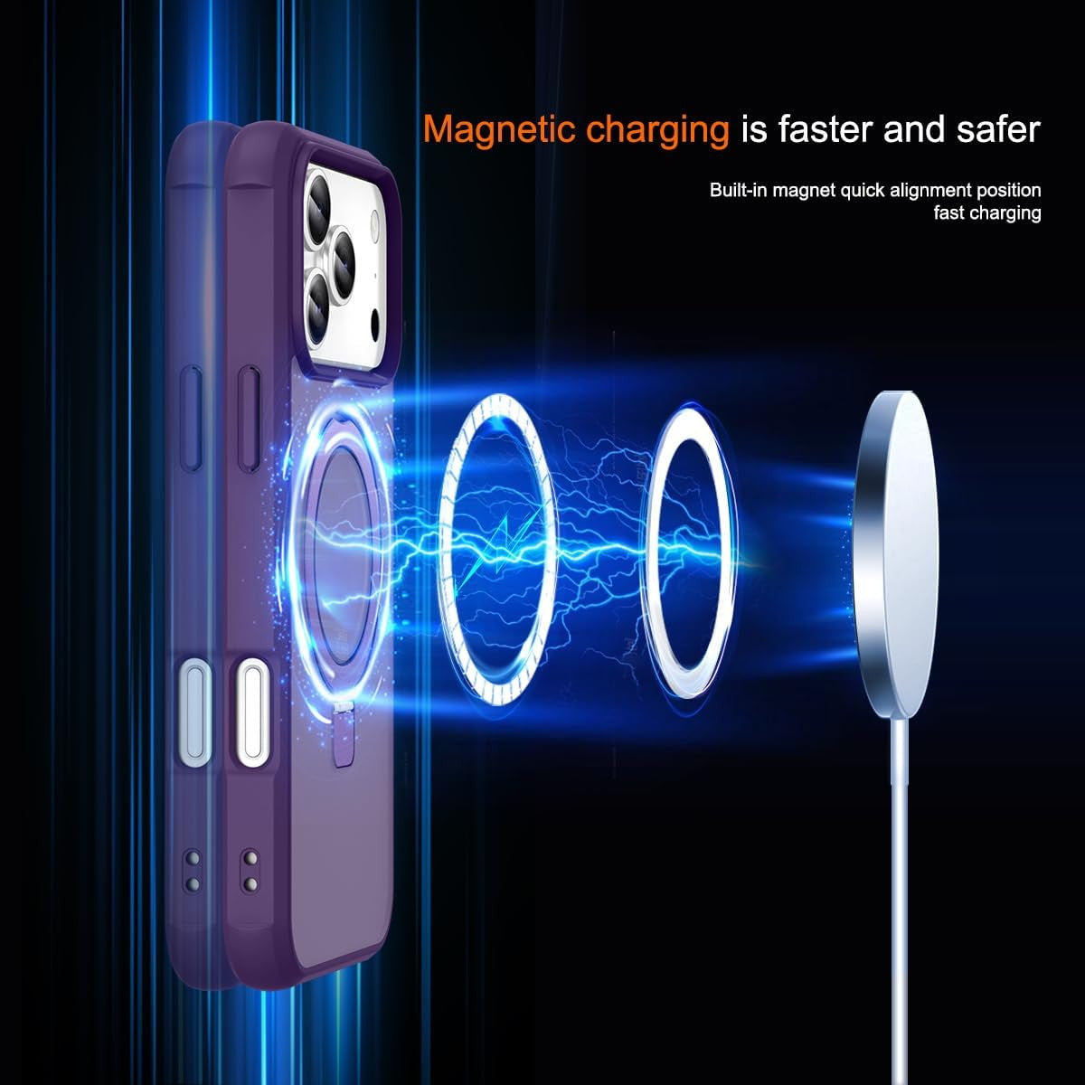 Magnetic Compatible with Iphone 17 Pro Max Case with Stand [Military Grade Drop