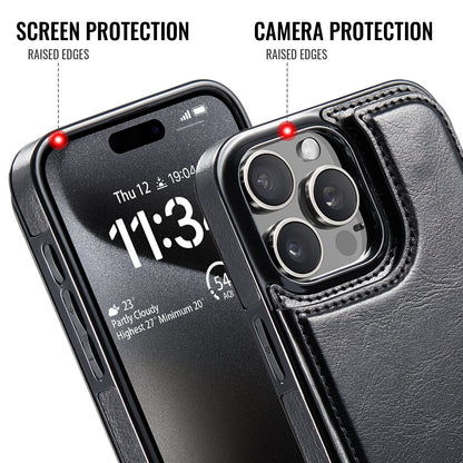 Wallet Case for iPhone 16 15 14 13 12 11 Pro Max XS XR SE with Screen Protector