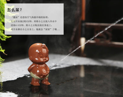 Chinese Small Monk Pee Doll Water Squirt Tea Pet Ceramic Purple Clay Tea Play