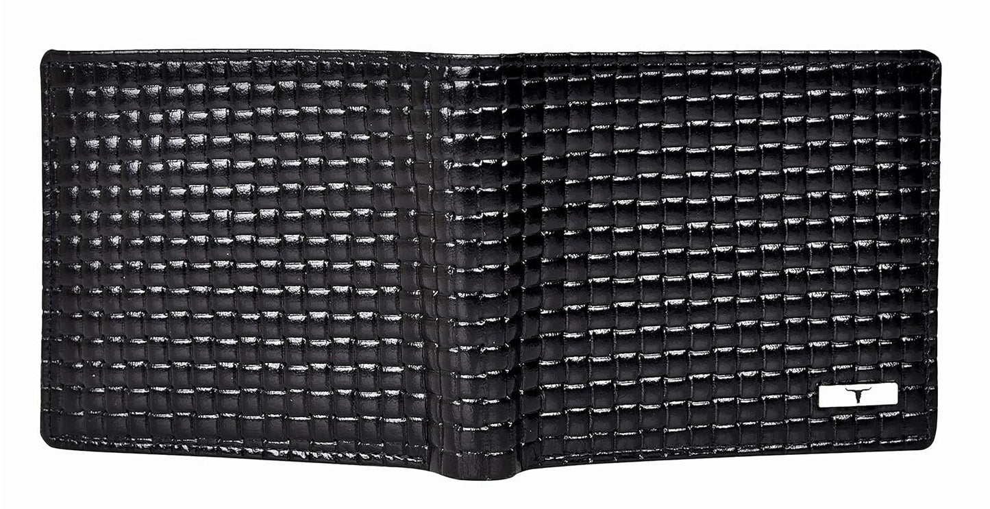 NEW BLACK/ORNAGE BI-FOLD LEATHER MEN'S WALLET RFID PROTECTION GIFT ITEM