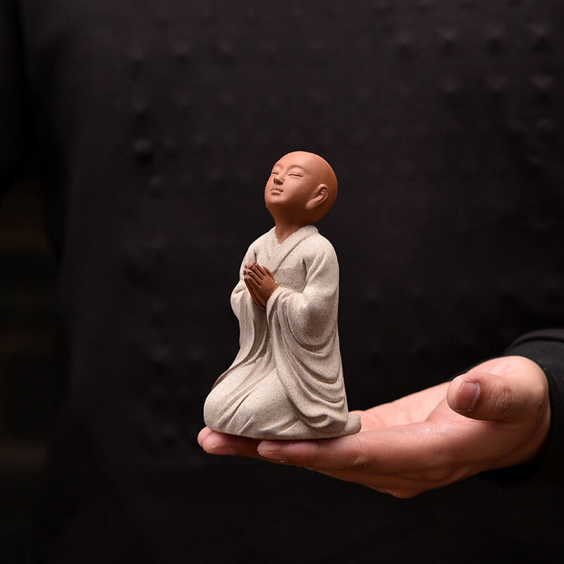 One Zisha Tea Pet Yixing Purple Clay Monk Statue Zen Style Creative Ornament New