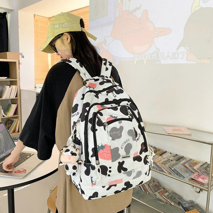 Large Capacity Cow Grain Bag Mesh Backpack Leisure Students Schoolbag 44*18*31CM