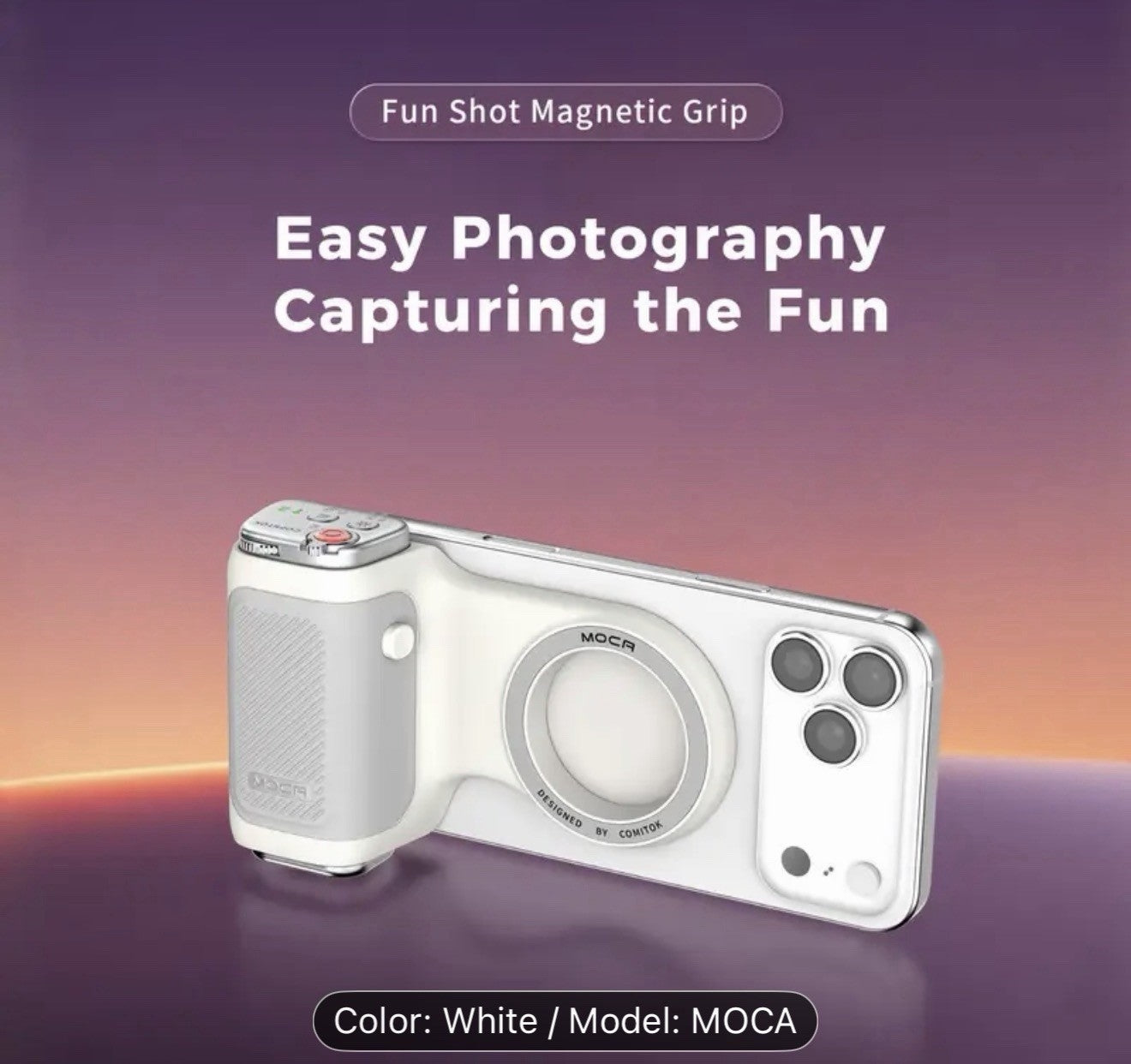 COMITOK MOCA Phone Camera Grip, Magnetic Smartphone Holder with DSLR Style
