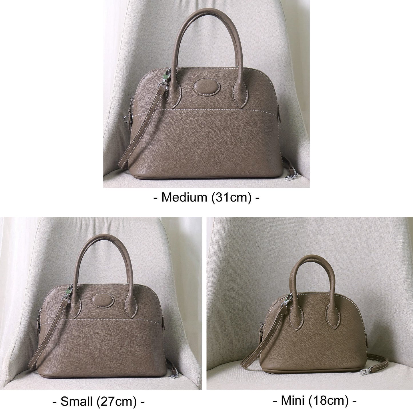 18/27/31 Real Leather Bowling Tote Purse Handbag Shoulder Bag Fashion Crossbody
