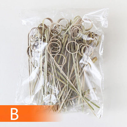 100pcs/bag Party Disposable Tableware Cocktail Knotted Bamboo Pick Fruit Skewers