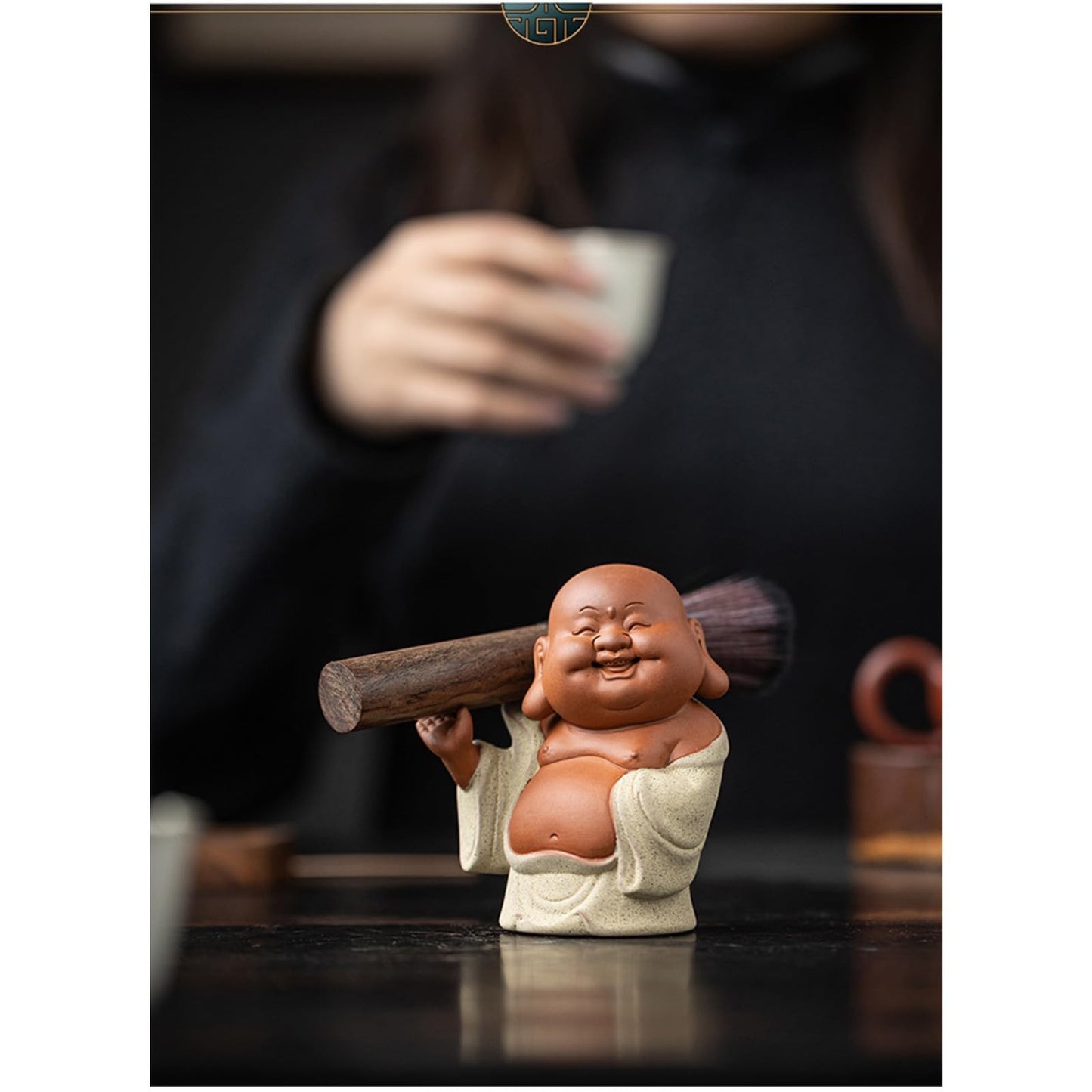 Maitreya Buddha Purple Sands Tea Pet and Pen 10.3cm Tea Play Kung Fu Tea Set