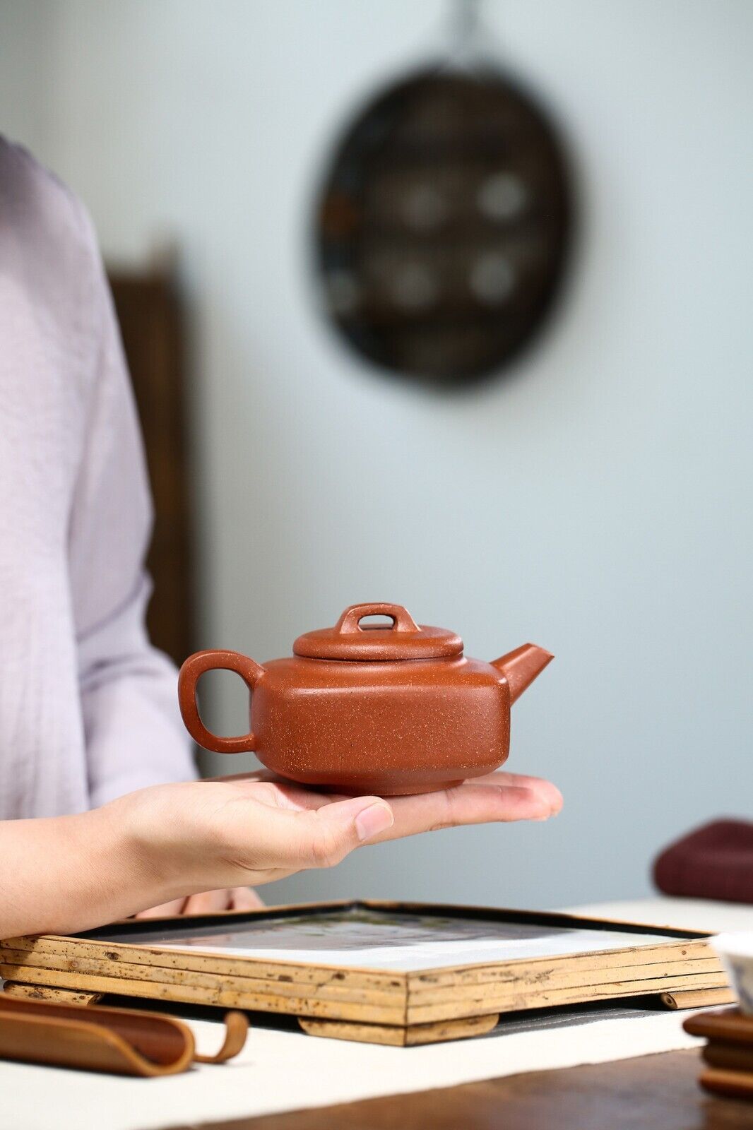 240cc Handmade Purple Sand Tea Pot in Yixing, China, Long Xue Clay SiFang Chinese Kung Fu Tea Pot-