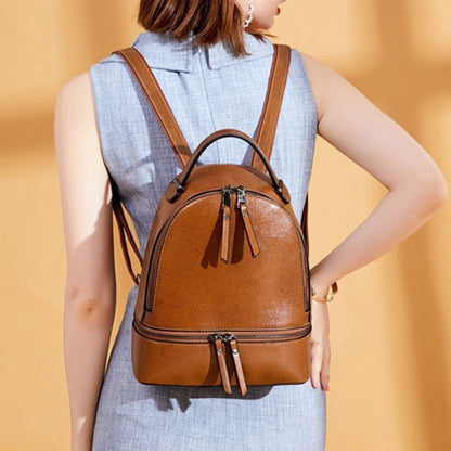 Genuine Leather Rucksack Travel Knapsack School Daypack Oil Wax Cowhide Backpack
