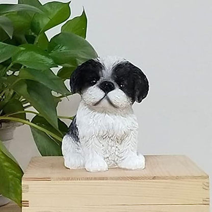 Cute Shih Tzu Puppy Dog Resin Figurine Adornment Adorable Dog Decor