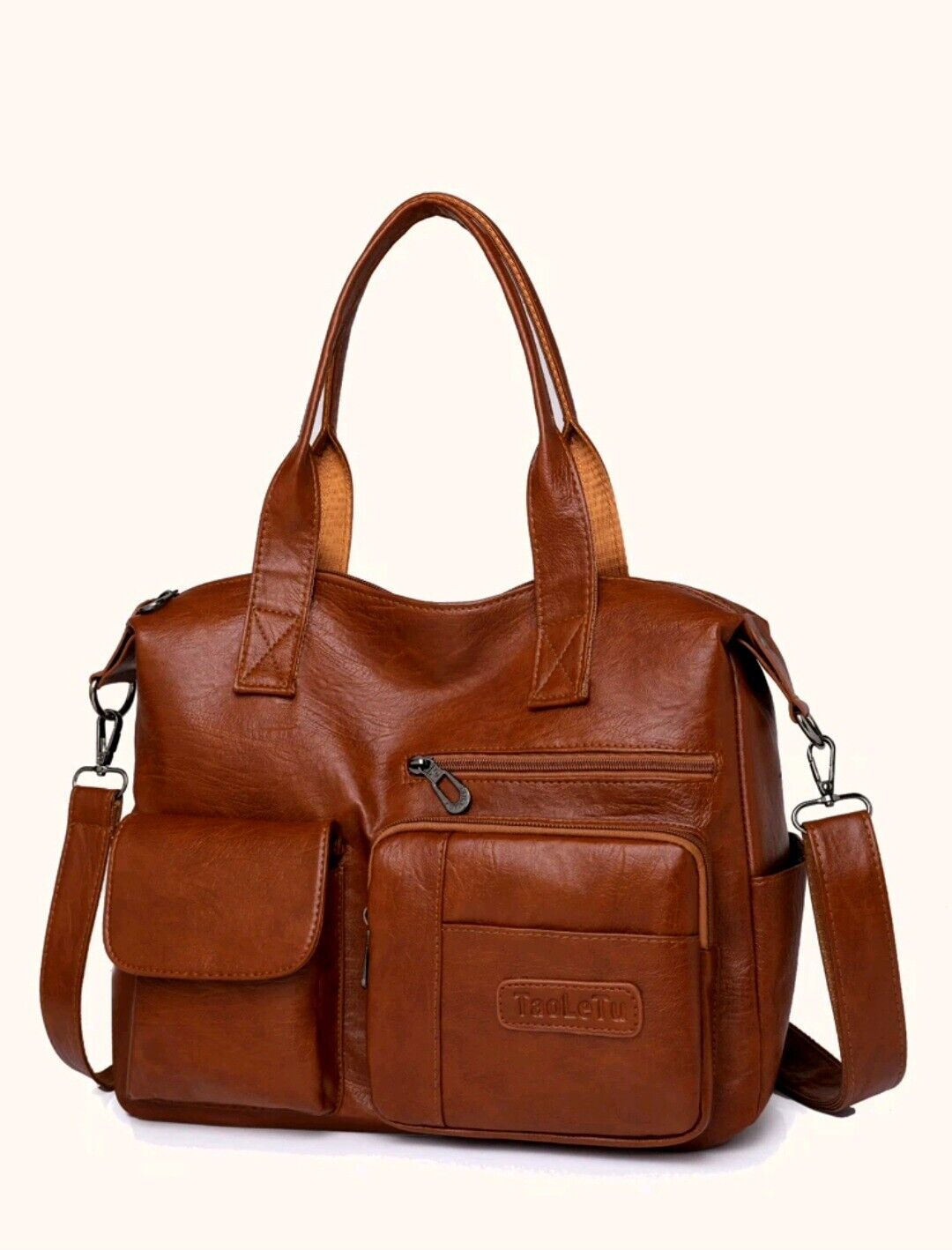 Leather Crossbody Bag For Women Large Shoulder Handbag Satchel Bags 14" (Brown)