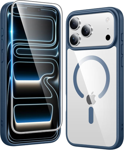 for Iphone 17 Pro-Max Case: Clear Magnetic Phone Cases with Screen Protector Com