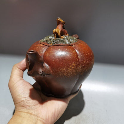 Vintage Chinese Yixing Purple Clay Teapot Zisha Ceremony Carving Collectible Art