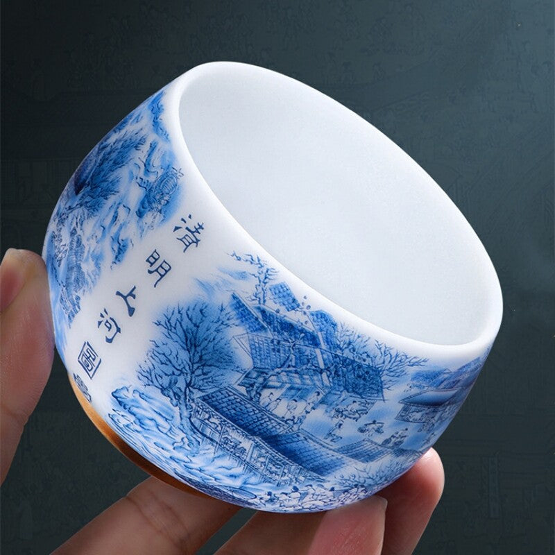 Porcelain Tea Cup Along The River During The Qingming Festival Print Master Cup