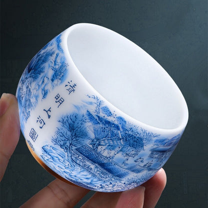 Porcelain Tea Cup Along The River During The Qingming Festival Print Master Cup
