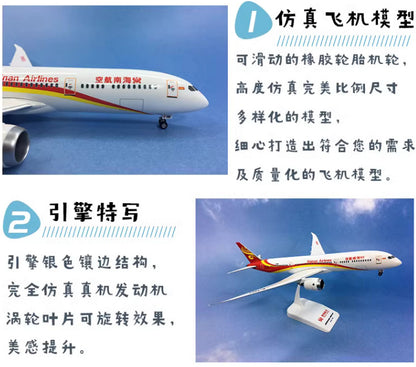 32CM 1:200 Risesoon Hainan Airlines Boeing 787-9 Airplane ABS Plastic Model
