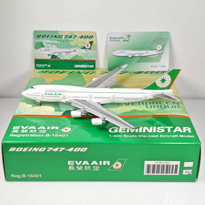 1:400 Geministar EVA AIR BOEING 747-400 Flap Down Airplane Diecast Plane Model