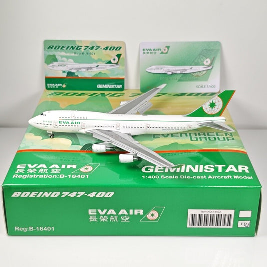 1:400 Geministar EVA AIR BOEING 747-400 Flap Down Airplane Diecast Plane Model