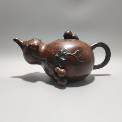 Vintage Chinese Yixing Purple Clay Teapot Zisha Ceremony Ceramic Gourd Teaware