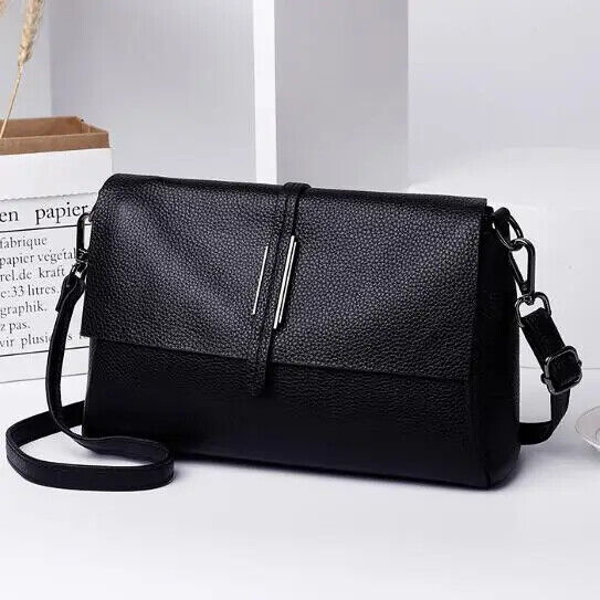Real Cow Leather Lady's Flap Bags Soft Genuine Cowhide Shoulder Handbags